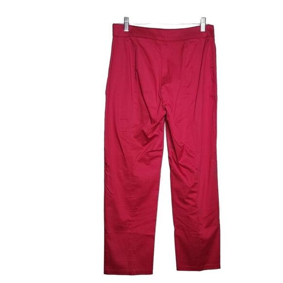 Talbots Curvy Cropped Side Zip Flat Front Cotton Pants Red 2 - Picture 3 of 10